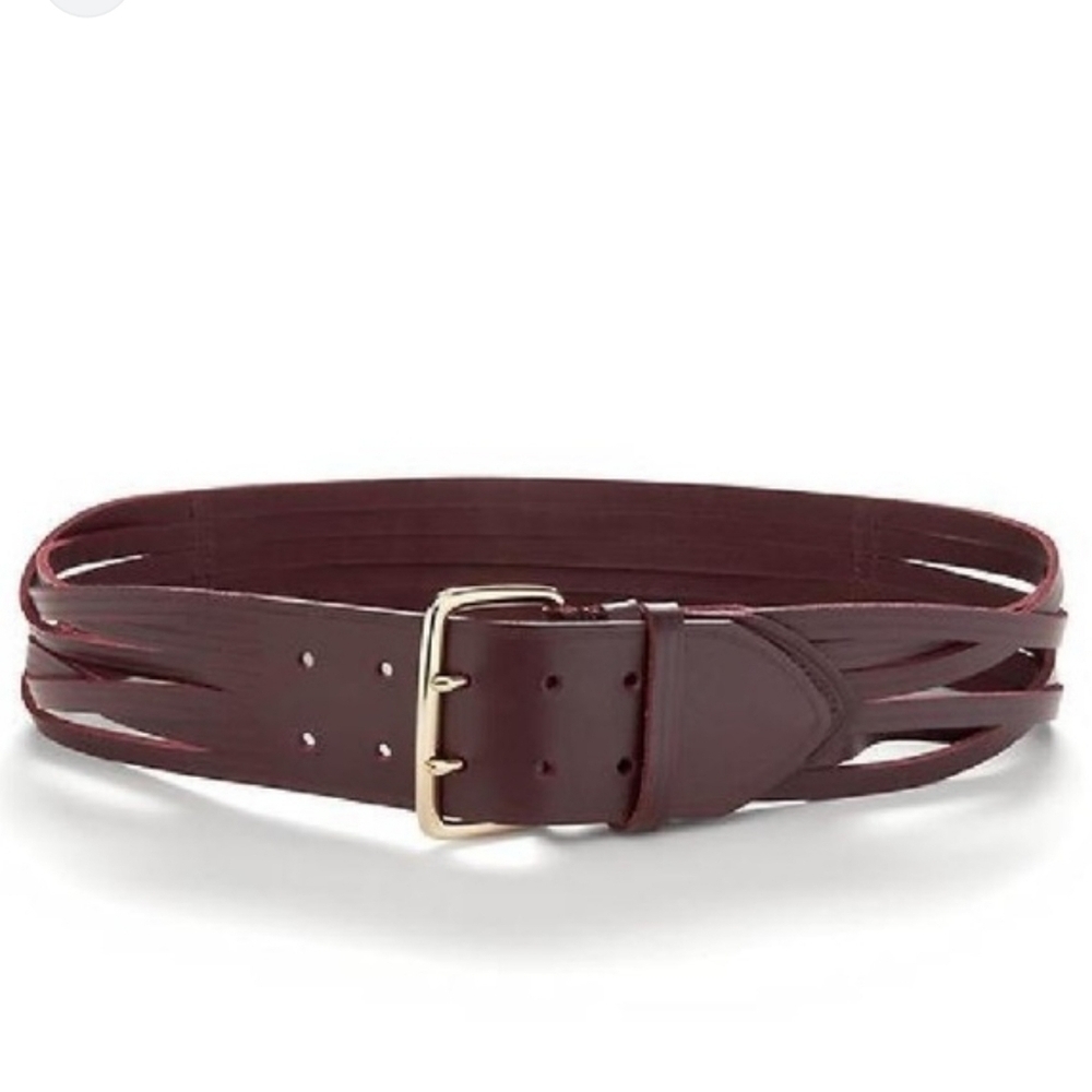 Banana Republic breaded straps double pronged wide Cowhide leather belt
